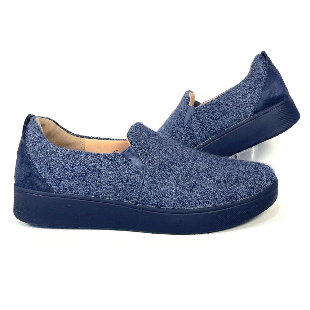 FitFlop Rally Navy Merino Wool Slip On Sneakers Womens Size 8 Comfort